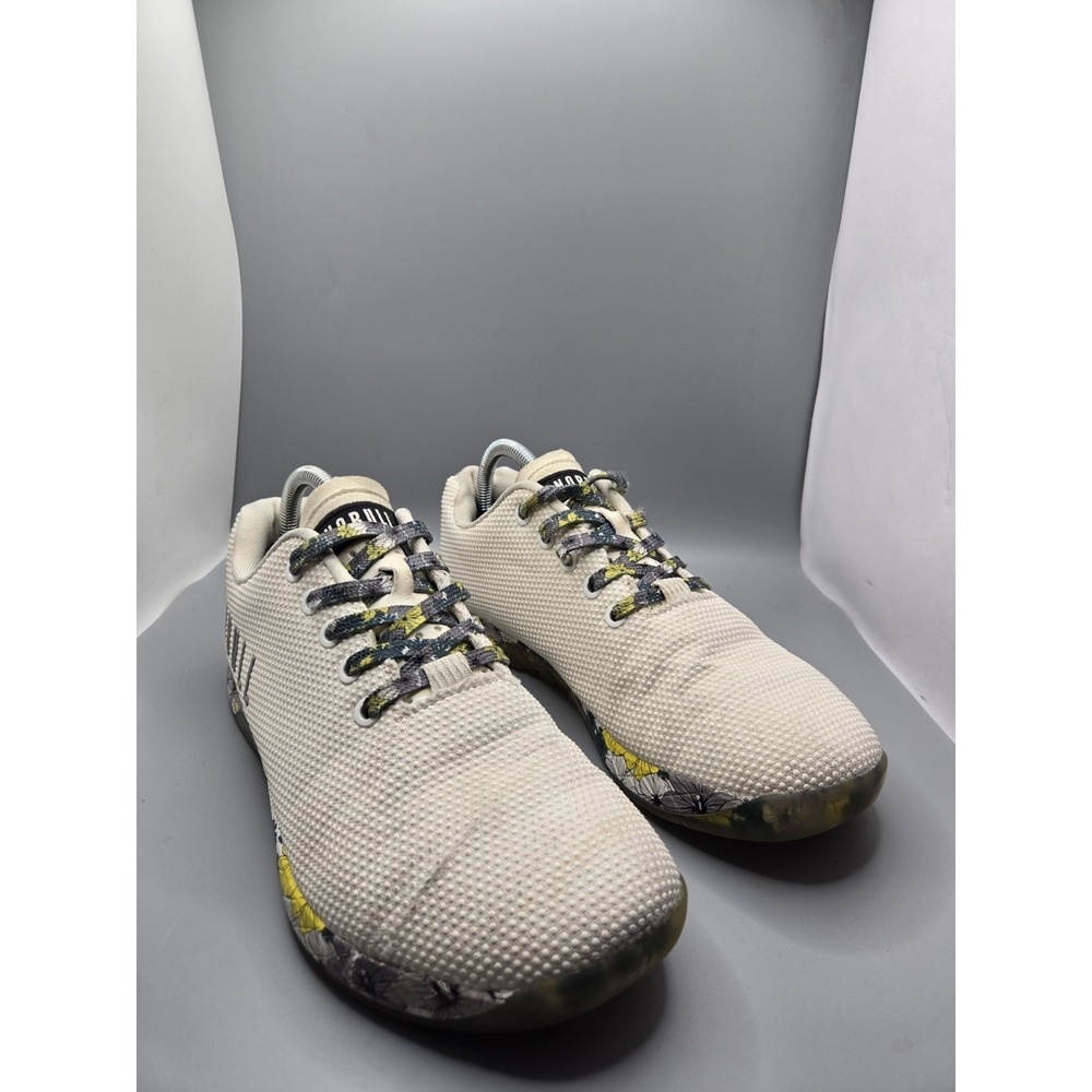 NOBULL Superfabric Trainer Shoes Men's 8.5 Women's 10 Floral‎ Daisy Ivory White